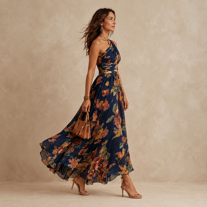 Celeste One-Shoulder Floral Maxi Dress