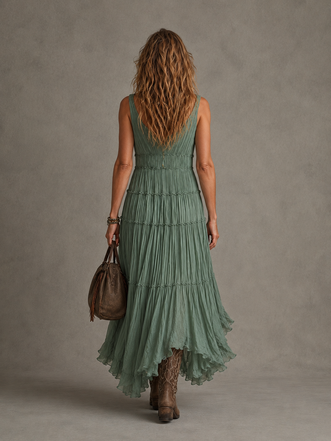 Ava Gathered V-Neck Maxi Dress for Women