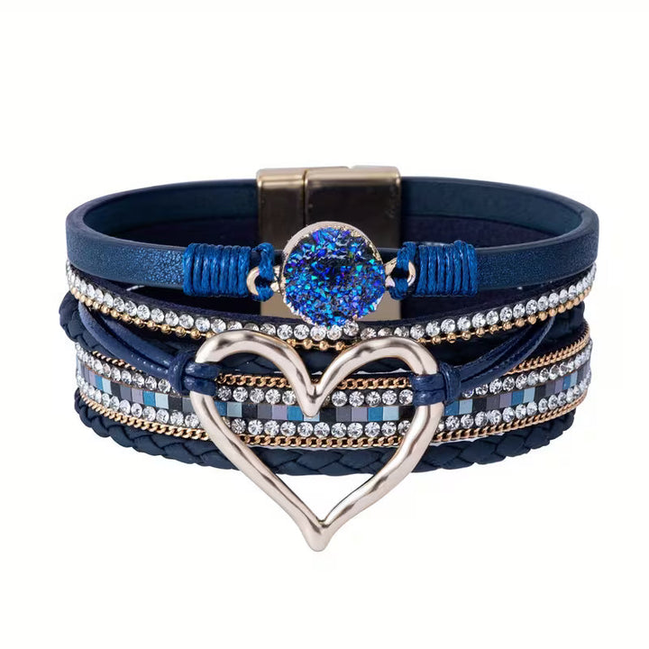 Georgia - Bohemian Multi-Layer Heart Leather Bracelet