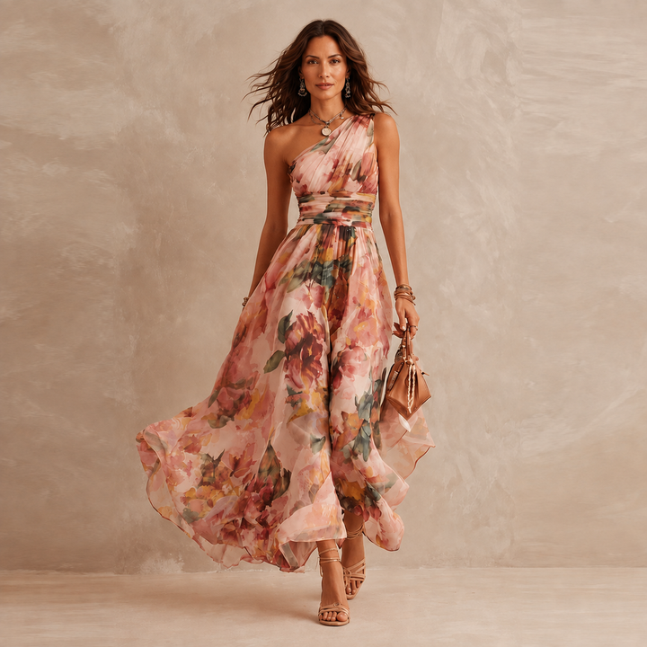 Celeste One-Shoulder Floral Maxi Dress