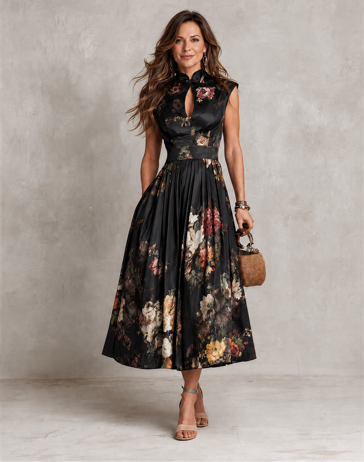 Mia Keyhole Pleated Satin Top