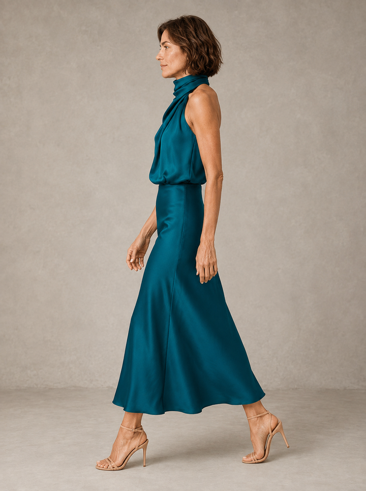 Harper Halter Satin Evening Dress