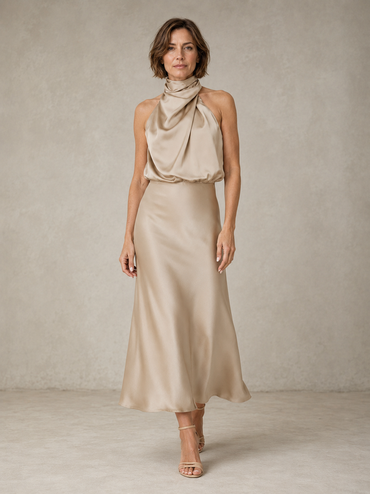 Harper Halter Satin Evening Dress
