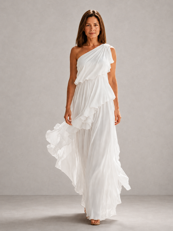 Scarlett One-Shoulder Ruffle Maxi Dress