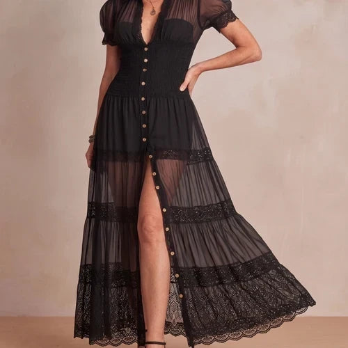 Sophia Sheer Lace Maxi Dress for Women