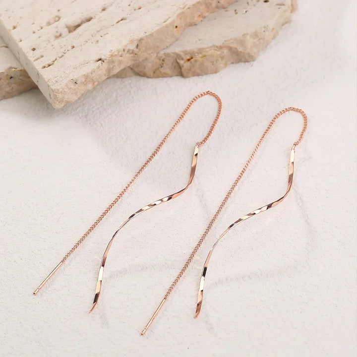Long Earrings with Wavy Design