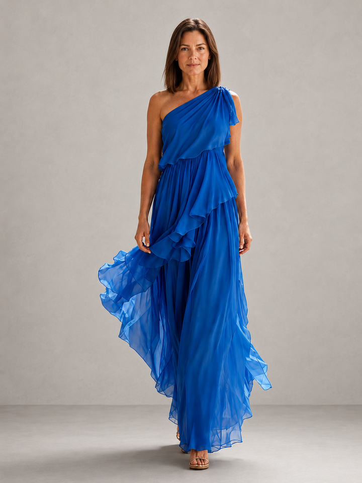 Scarlett One-Shoulder Ruffle Maxi Dress