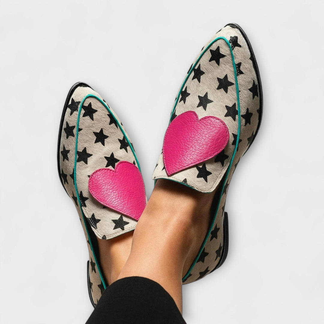 Jovie Beige Heart Loafers