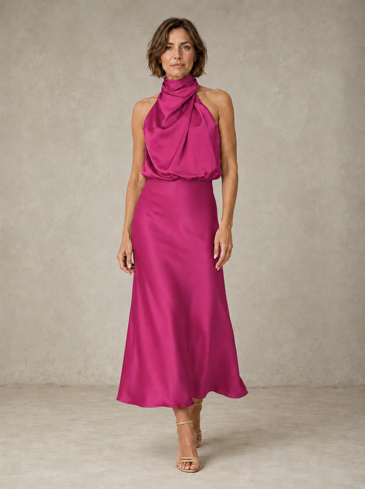 Harper Halter Satin Evening Dress